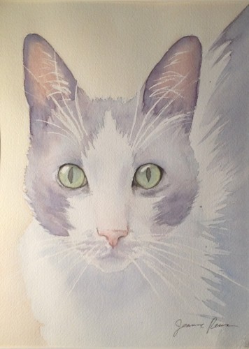 Original watercolor portrait of a special cat, "Tonks".  Approximately 9x12 inches.