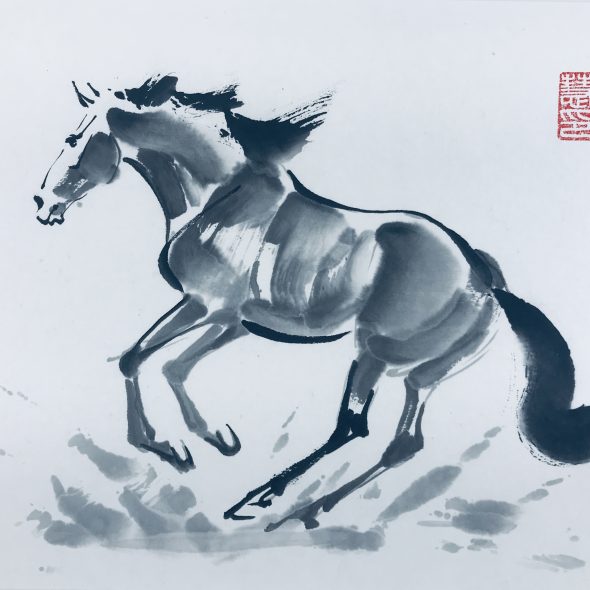 Chinese brush painting of a horse